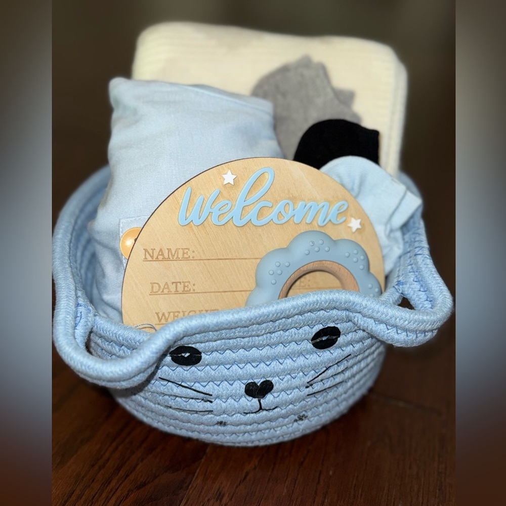 Newborn Light Blue Baby Boy Gift Basket